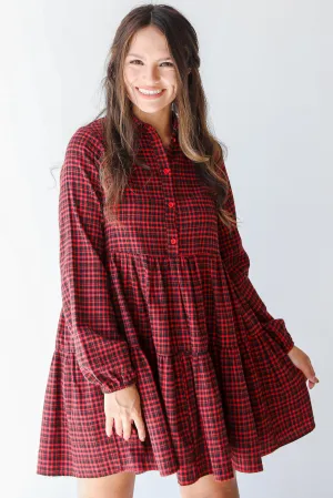 Stadium Lights Plaid Babydoll Mini Dress