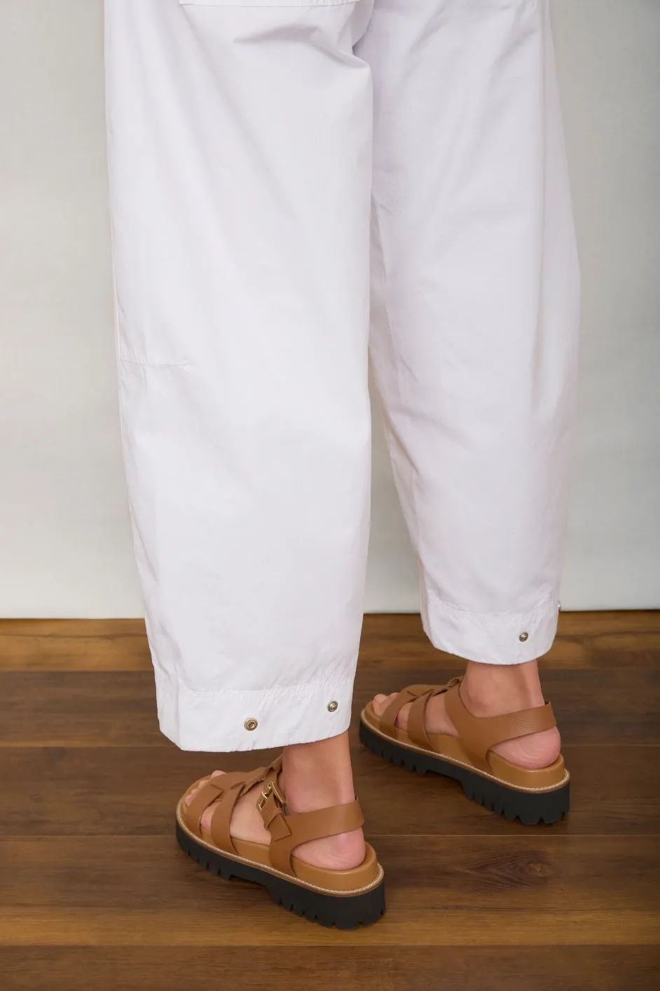 Stella Cotton Barrel Trouser - White