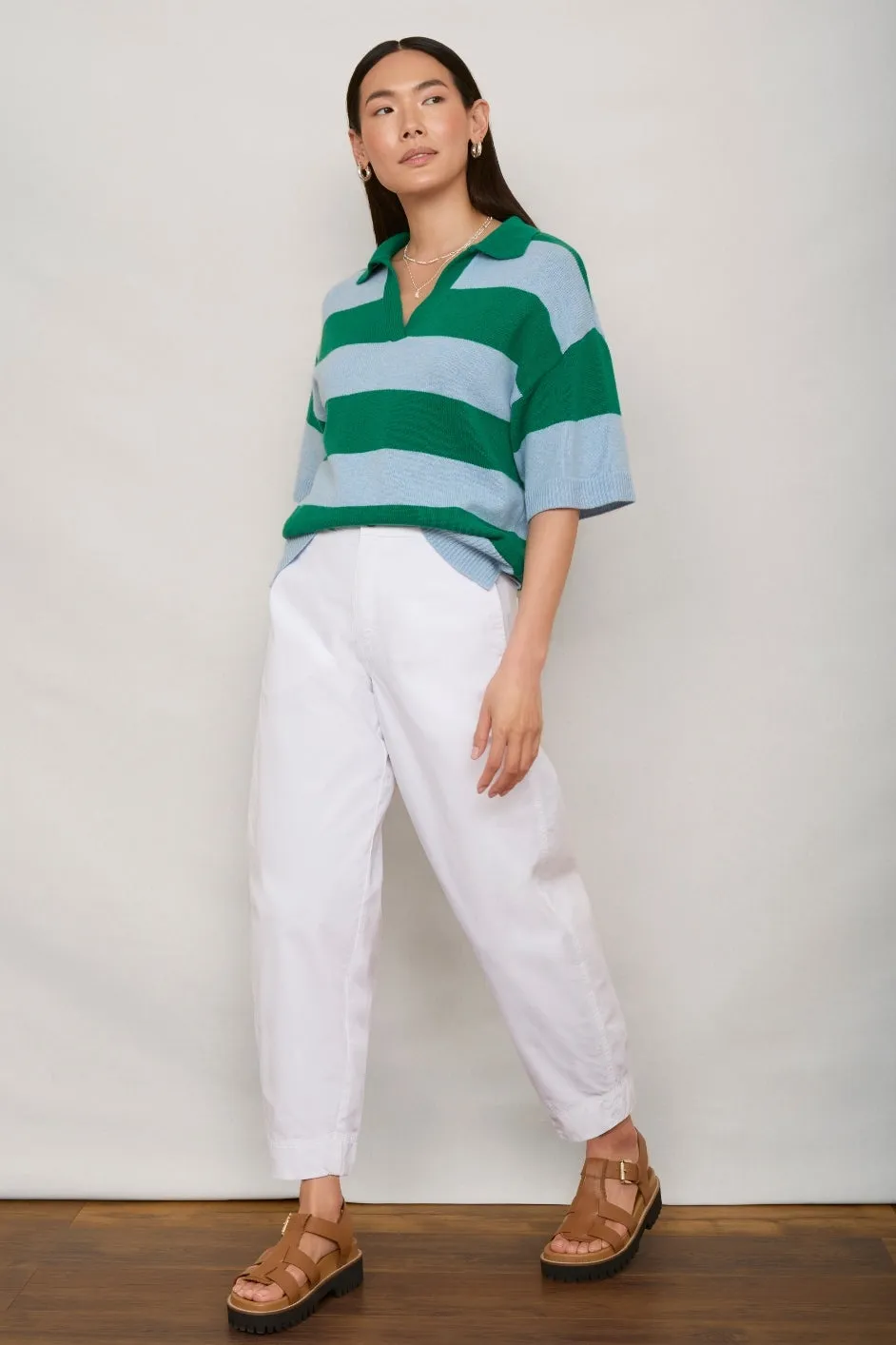 Stella Cotton Barrel Trouser - White