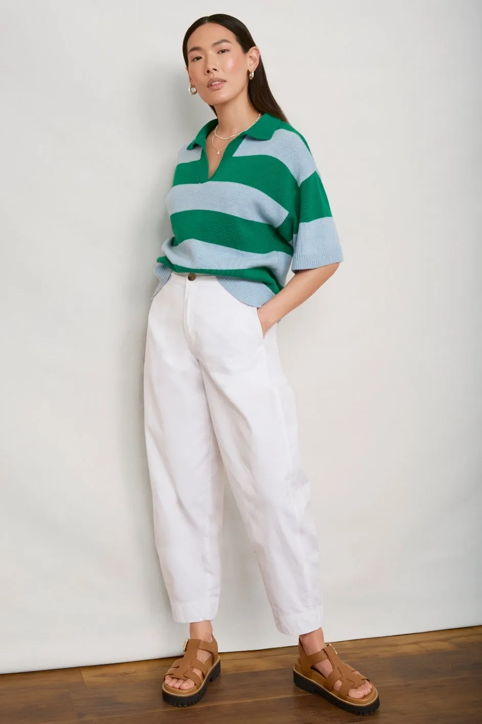 Stella Cotton Barrel Trouser - White