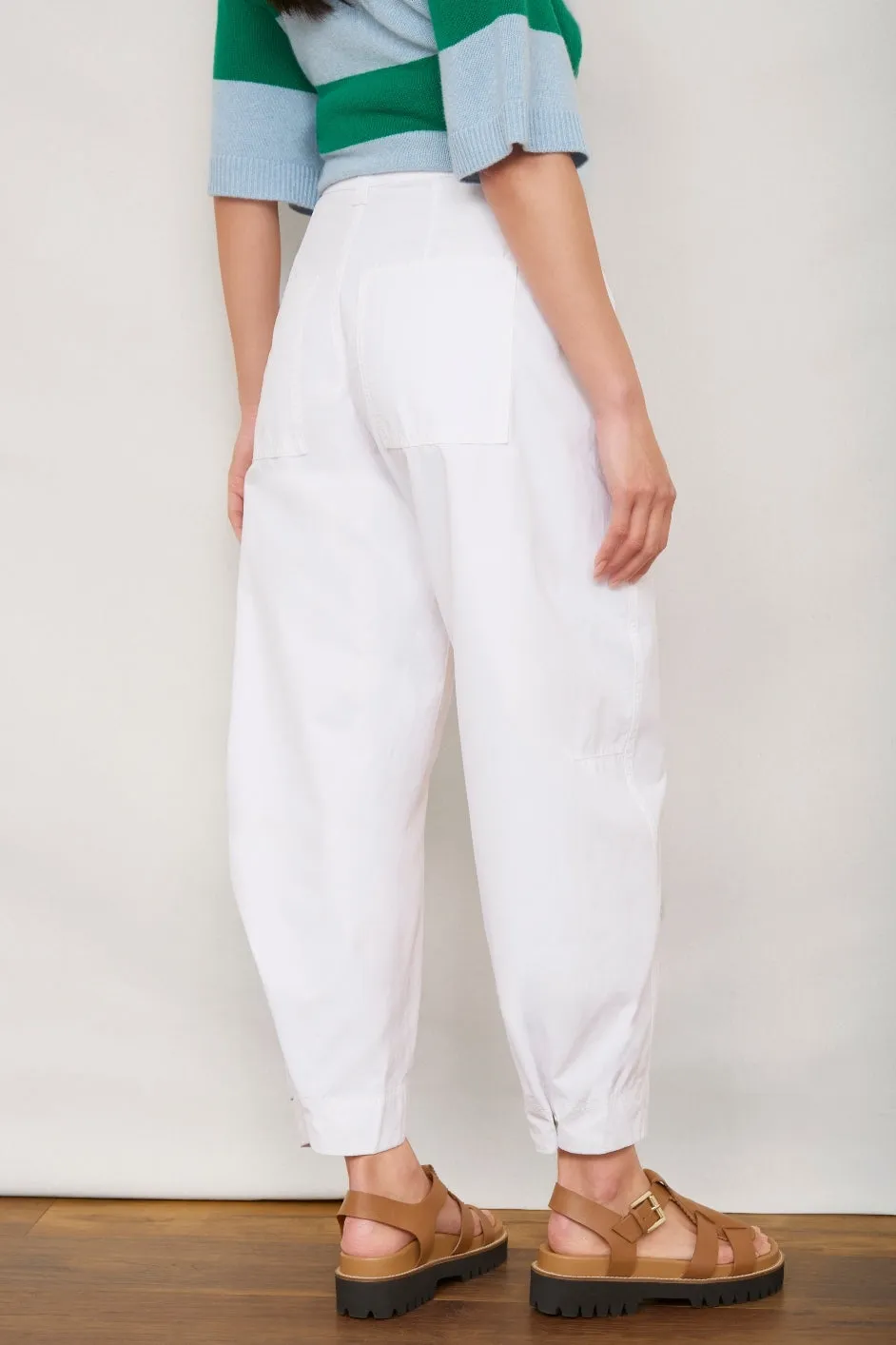 Stella Cotton Barrel Trouser - White