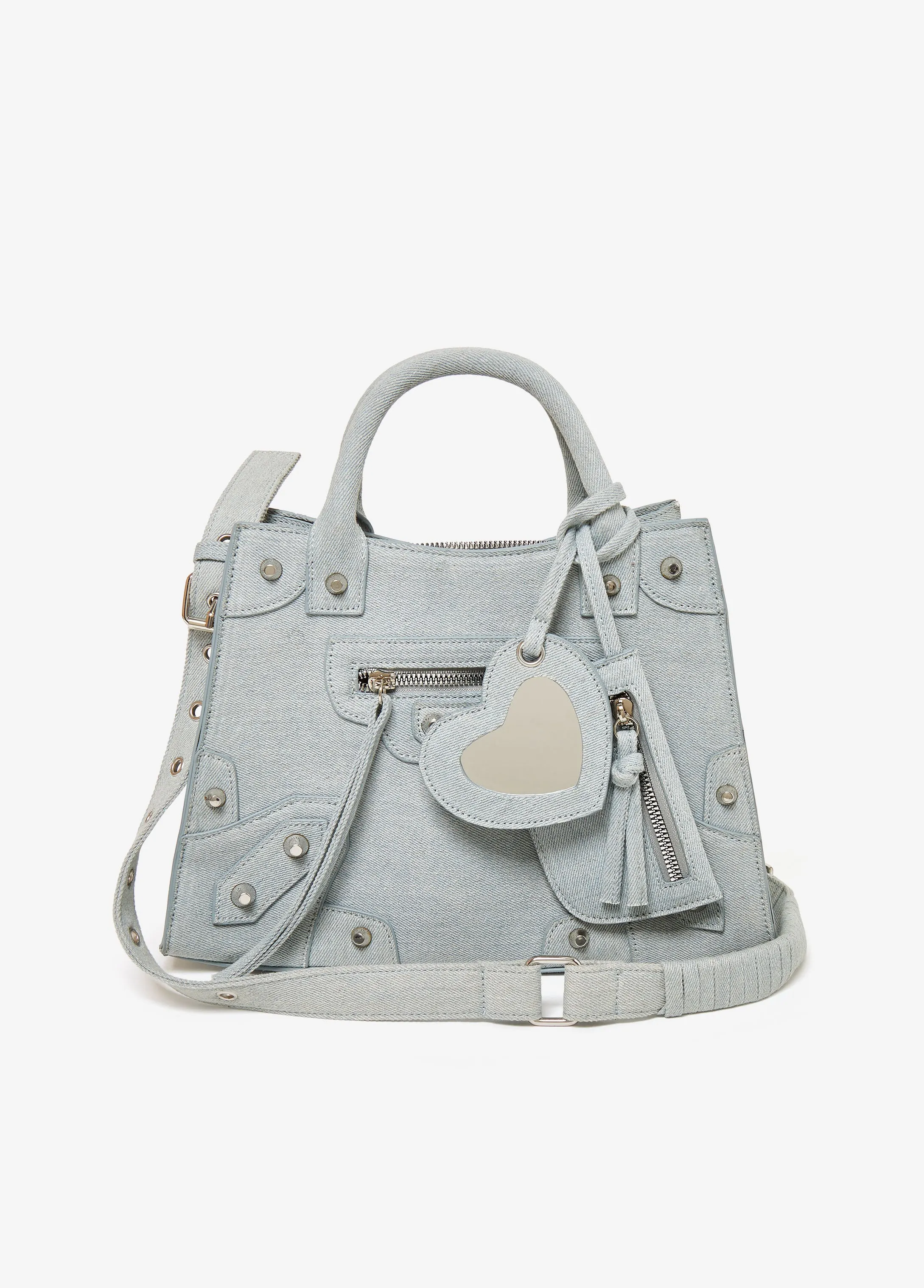 Studded Denim Satchel
