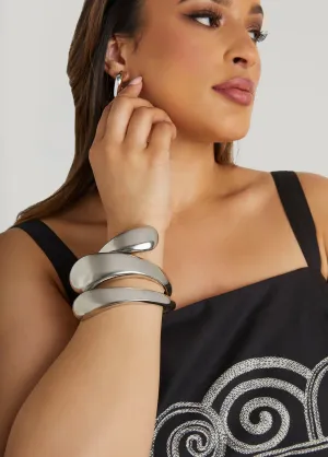 Swirl Silver Tone Cuff