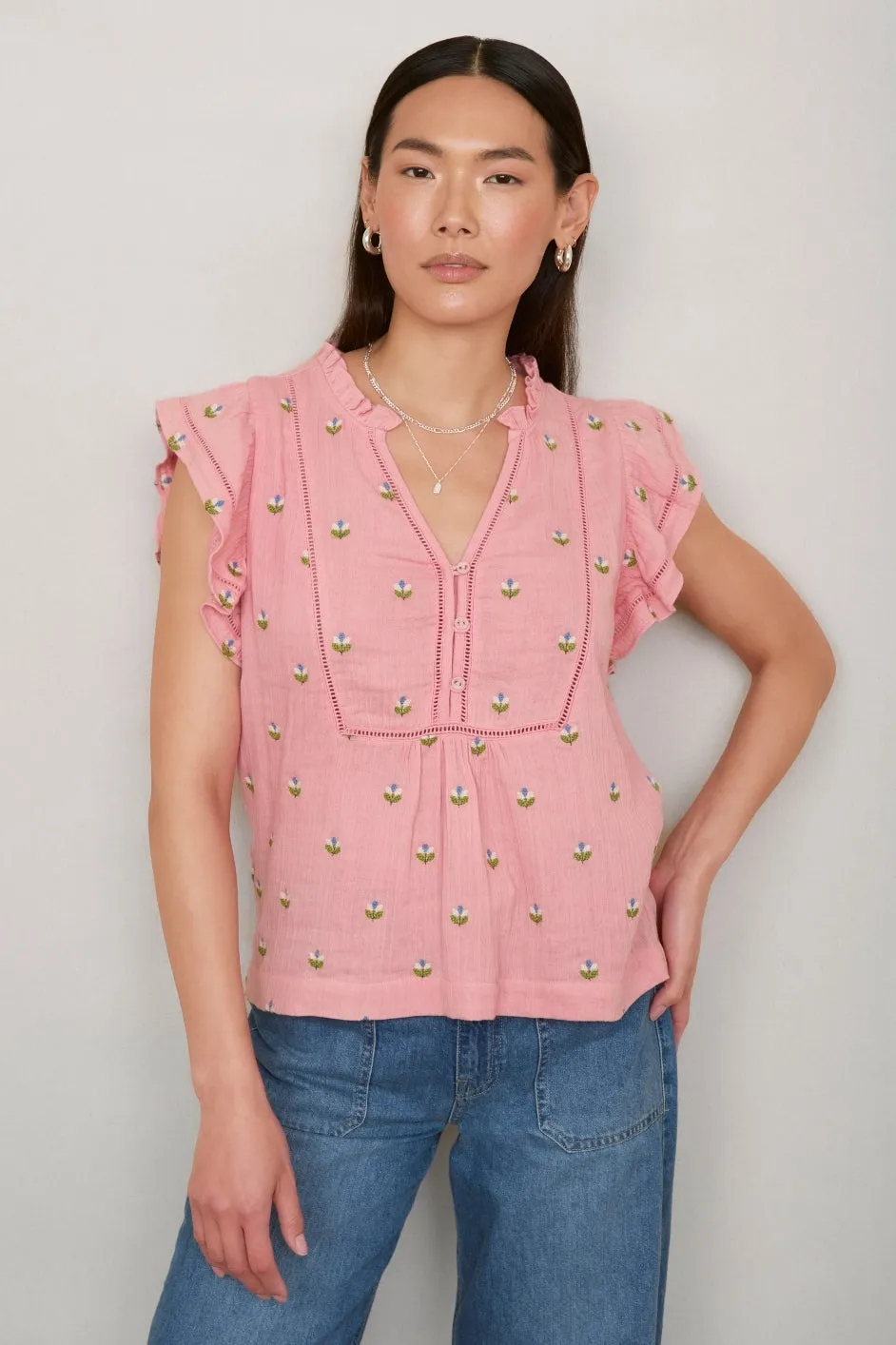 Talya Top - Pink Embroidery