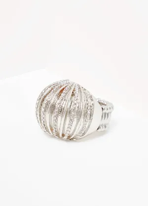 Textured Silver Tone Stretch Ring