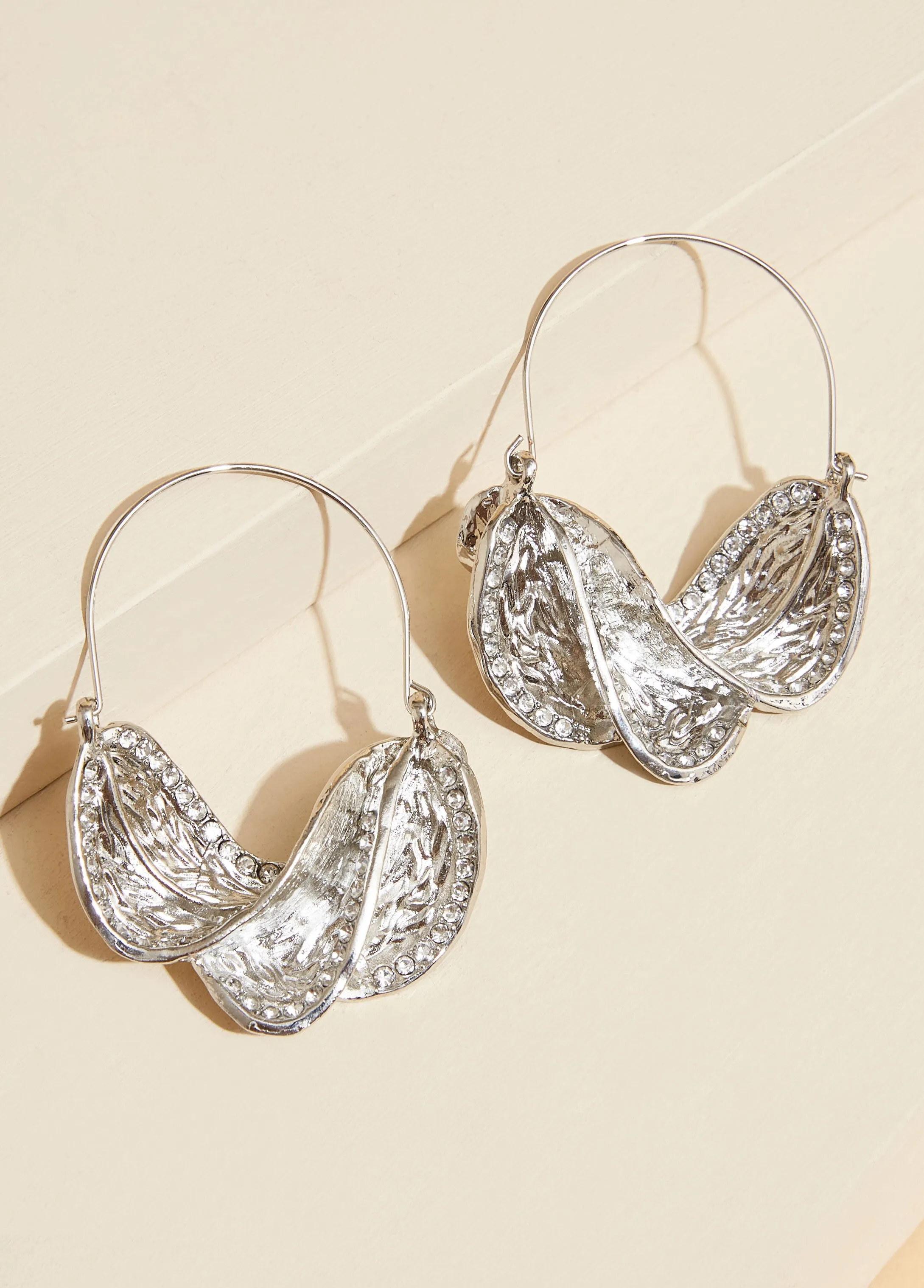 Textured Twisted Crystal Earrings