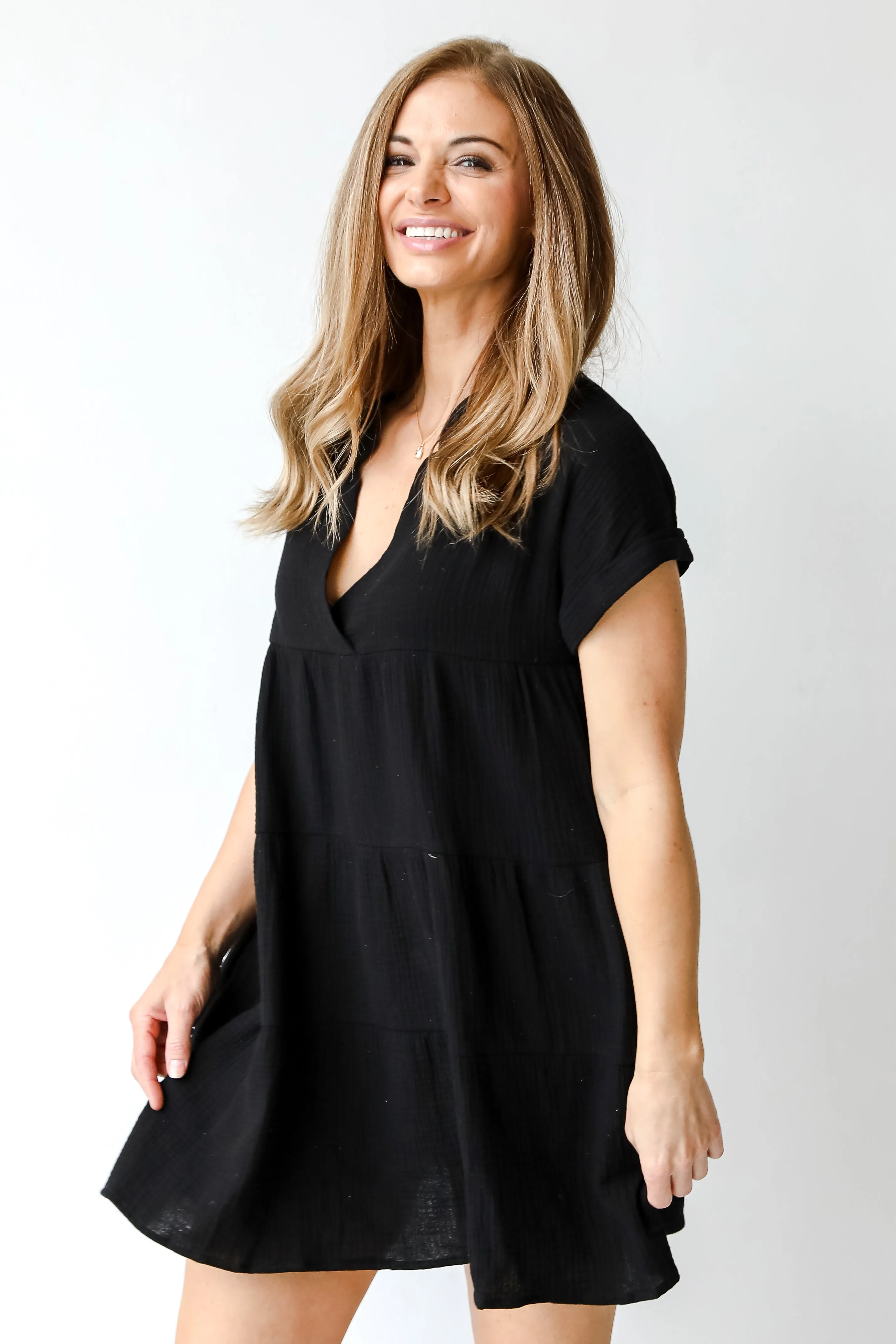 True Romantic Linen Tiered Mini Dress