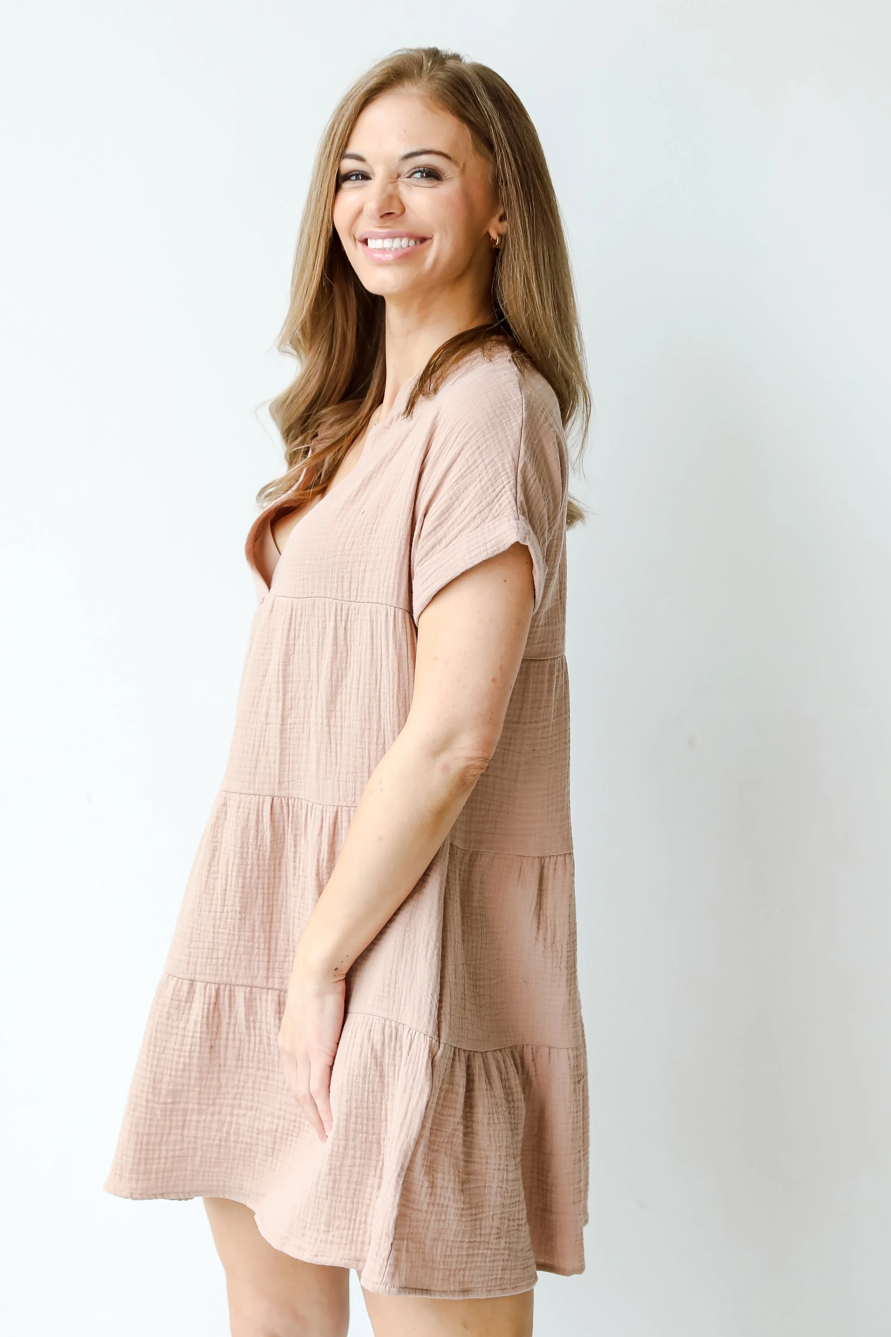 True Romantic Linen Tiered Mini Dress