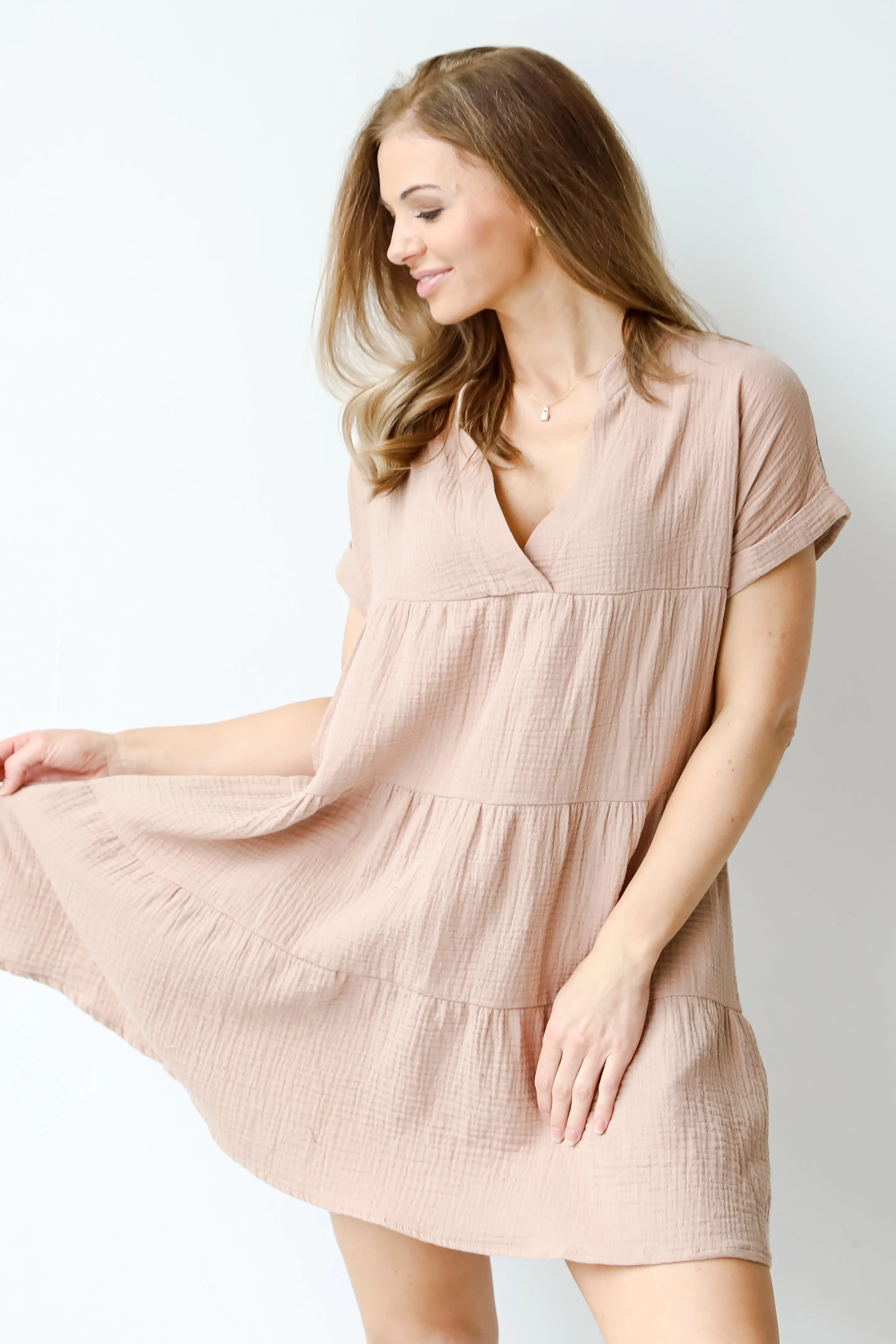 True Romantic Linen Tiered Mini Dress