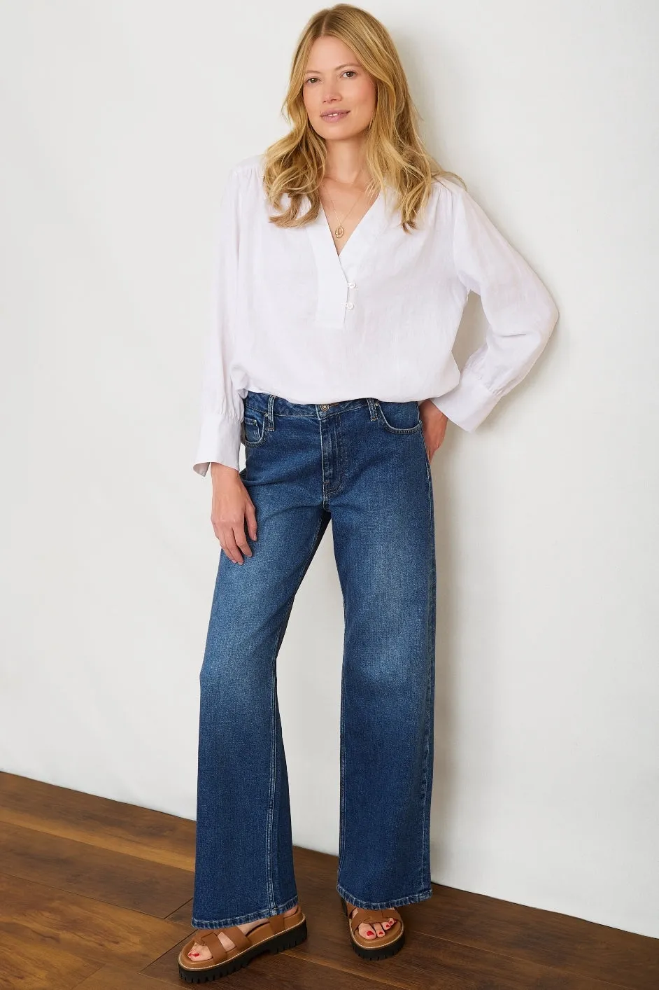 Whitney Wide Leg Jean - Mid Wash