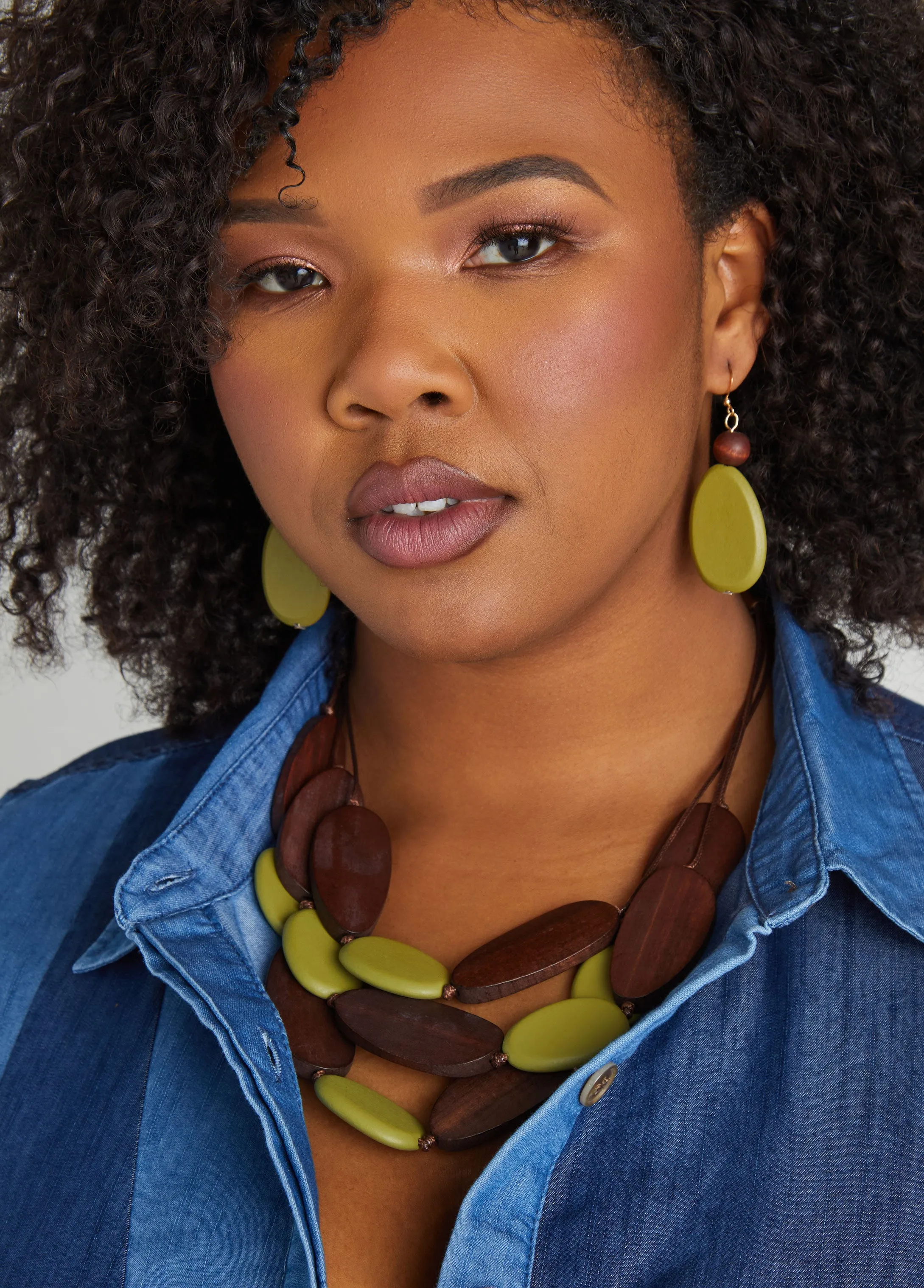 Wood Bead Necklace Set