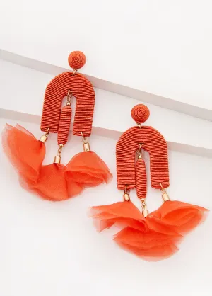 Wrapped Arch And Flower Earrings